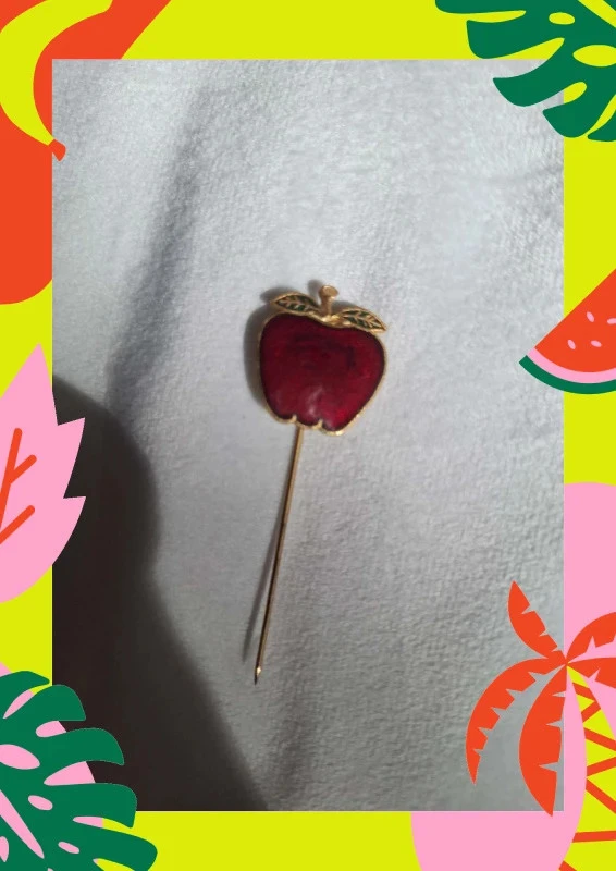 Vintage appelbroche rood en goud – photo 2
